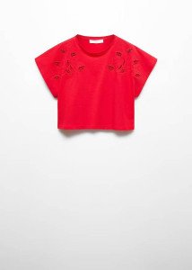 Cotton t-shirt with embroidery detail