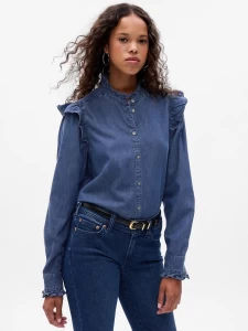 Ruffled Denim Washwel Shirt