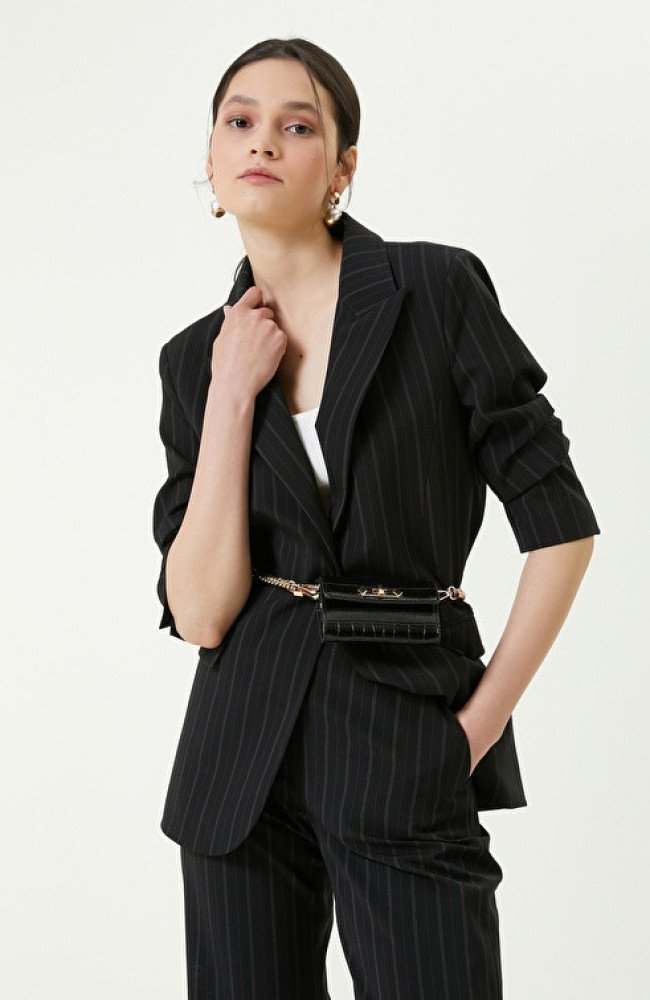 Two Button Black Blazer Jacket

