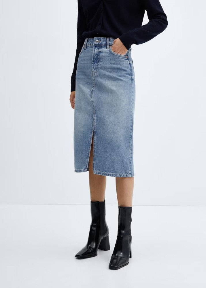 midi denim skirt