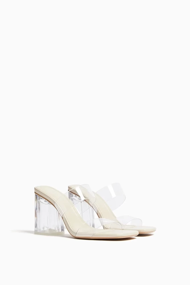 Bershka-Vinil Strappy Heeled Sandals