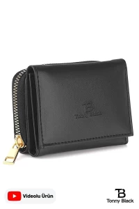 Tonny Black-Original Women's Multiple Compartments, Plenty of Card Holders, Leather Coin & Paper Money Compartments, Zippered Stylish Card Holder Wallet