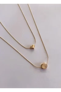 Asia by LeuvoiéMinimal Heart and Oyster Necklace Set