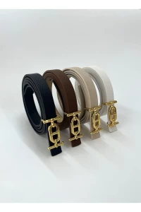 Fiori 4-Piece Gold Buckle Thin Belt, Trouser Belt, Shirt Belt, Jacket Belt