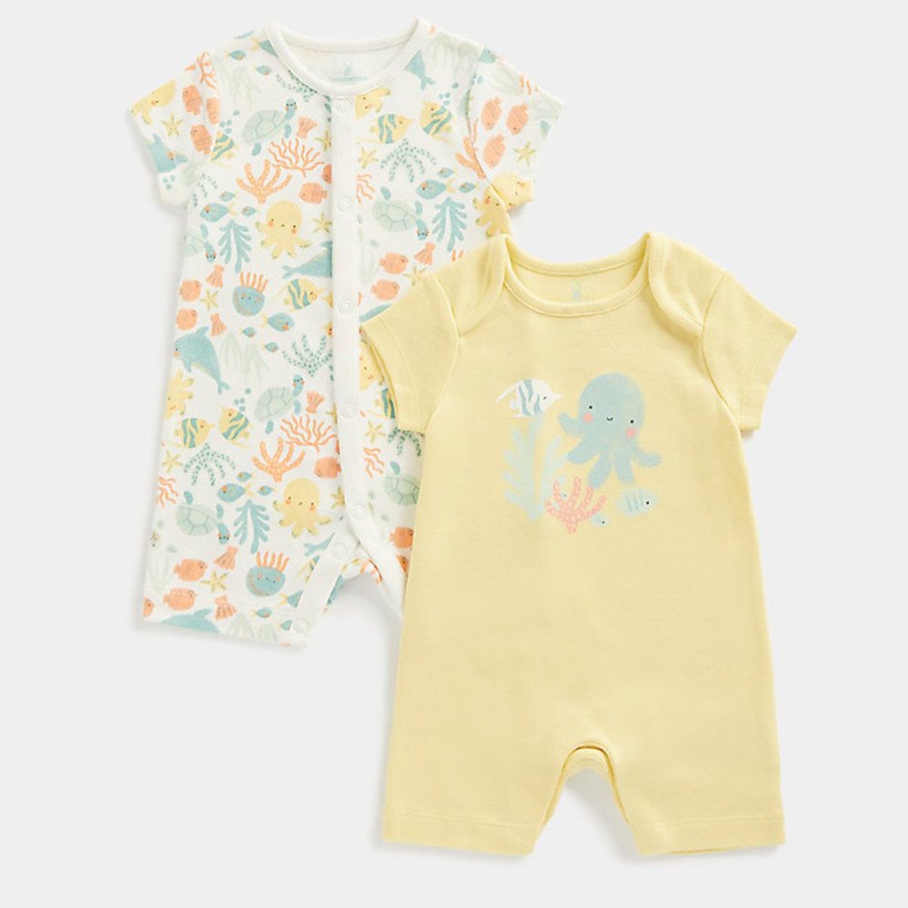 mothercare baby unisex ocean dream jumpsuit - pack of 2