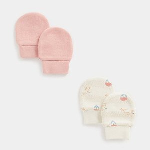 mothercare pink rabbit baby mitts - pack of 2 
